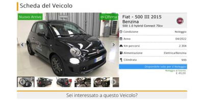 Fiat 500 1.0 Hybrid Connect usata