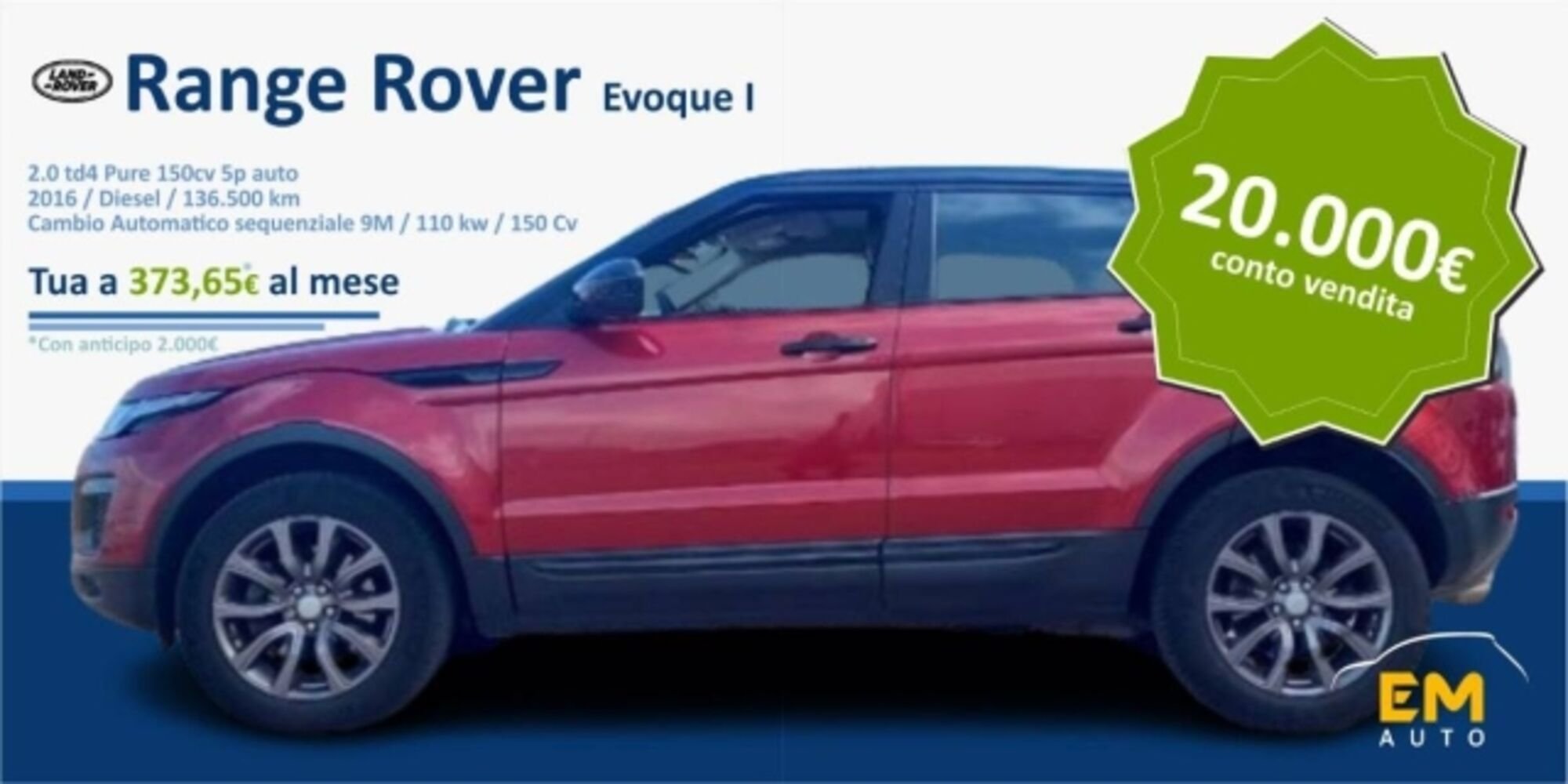 Land Rover Range Rover Evoque 2.0 TD4 150 CV 5p. Pure 