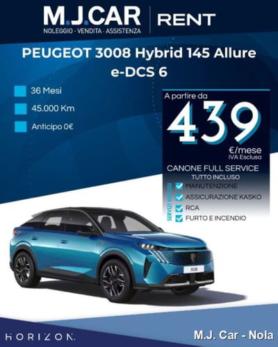 Peugeot 3008 1.2 hybrid Allure 145cv e-dcs6 nuova
