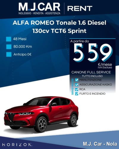 Alfa Romeo Tonale 1.6 Sprint 130cv tct6 nuova