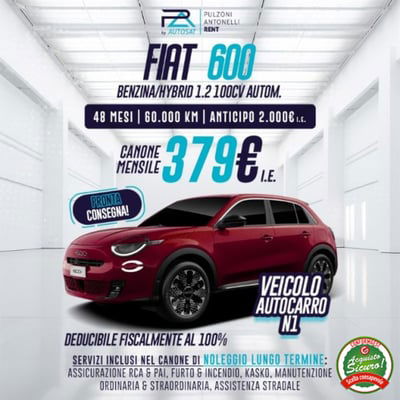 Fiat 600 1.2 hybrid 110cv auto nuova