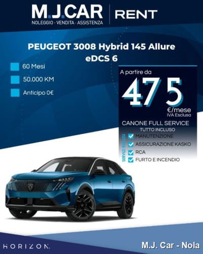 Peugeot 3008 1.2 hybrid Allure 145cv e-dcs6 nuova