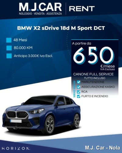 BMW X2 sdrive 18d MSport auto nuova
