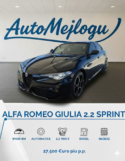 Alfa Romeo Giulia 2.2 Turbodiesel 190 CV AT8 Sprint usata