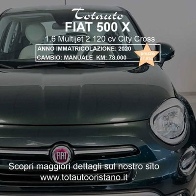 Fiat 500X 1.6 MultiJet 120 CV City Cross usata