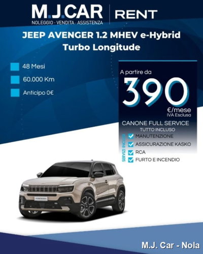 Jeep Avenger 1.2 turbo Longitude fwd 100cv nuova