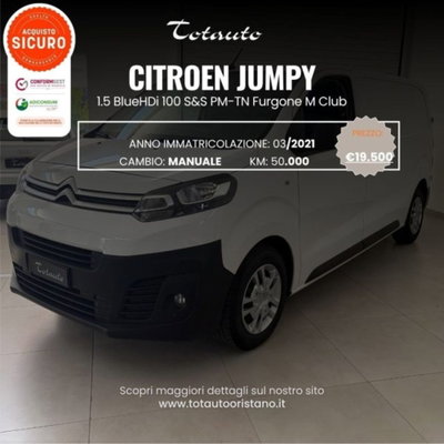 Citroen Jumpy Furgone 1.5 BlueHDi 100 S&S PL-TN Furgone M Club usato