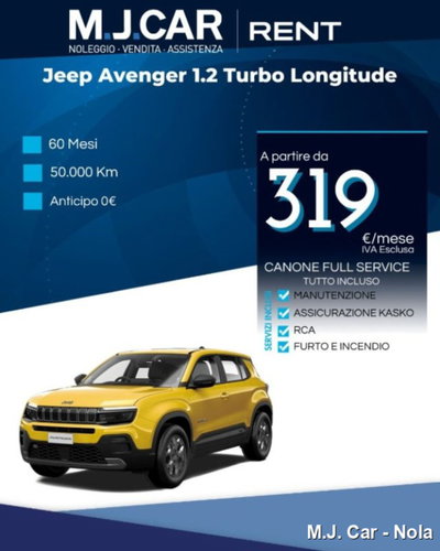 Jeep Avenger 1.2 turbo Longitude fwd 100cv nuova