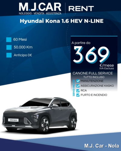 Hyundai Kona 1.6 gdi hev NLine Tech Pack 2wd 138cv dct nuova