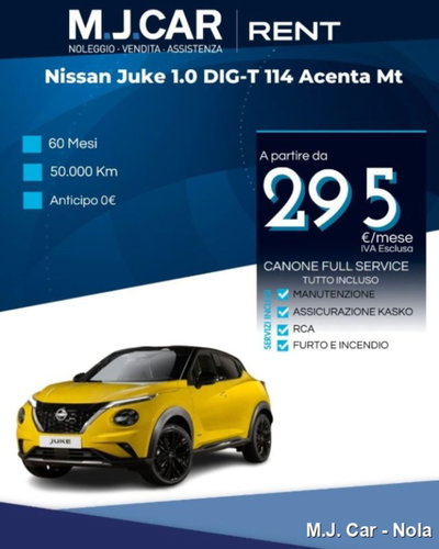 Nissan Juke 1.0 dig-t Acenta 114cv nuova