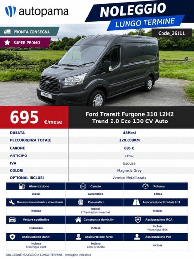 Ford Transit Furgone 50 fwd 2.0 ecoblue 130cv trend L3H3 auto nuovo