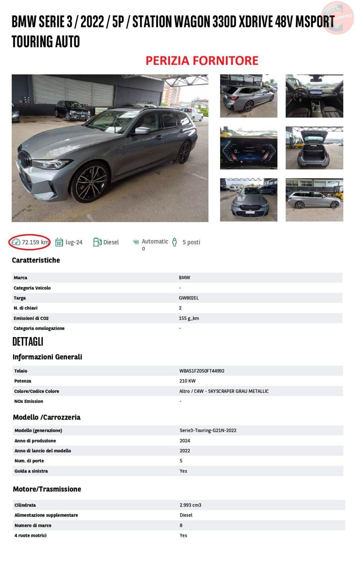 BMW Serie 3 Touring 330d  mhev 48V xdrive MSport auto (13)