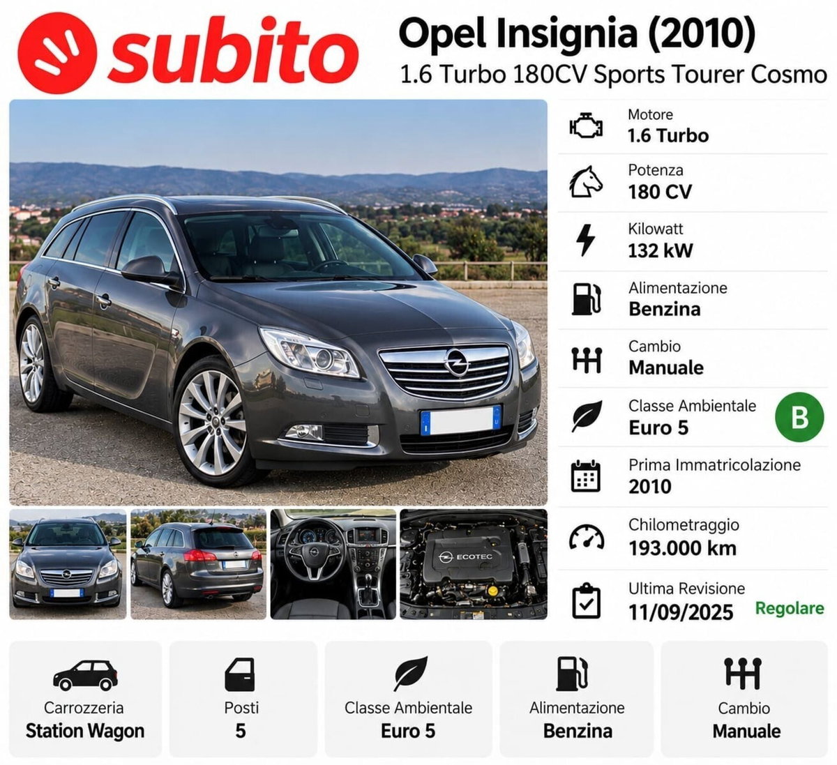 Opel Insignia Station Wagon Turbo 180CV Sports Cosmo