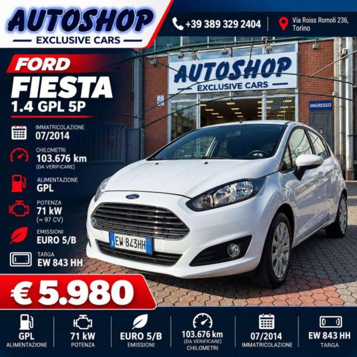 Ford Fiesta 1.4 5 porte Bz.- GPL Business N1